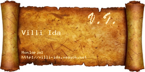 Villi Ida névjegykártya